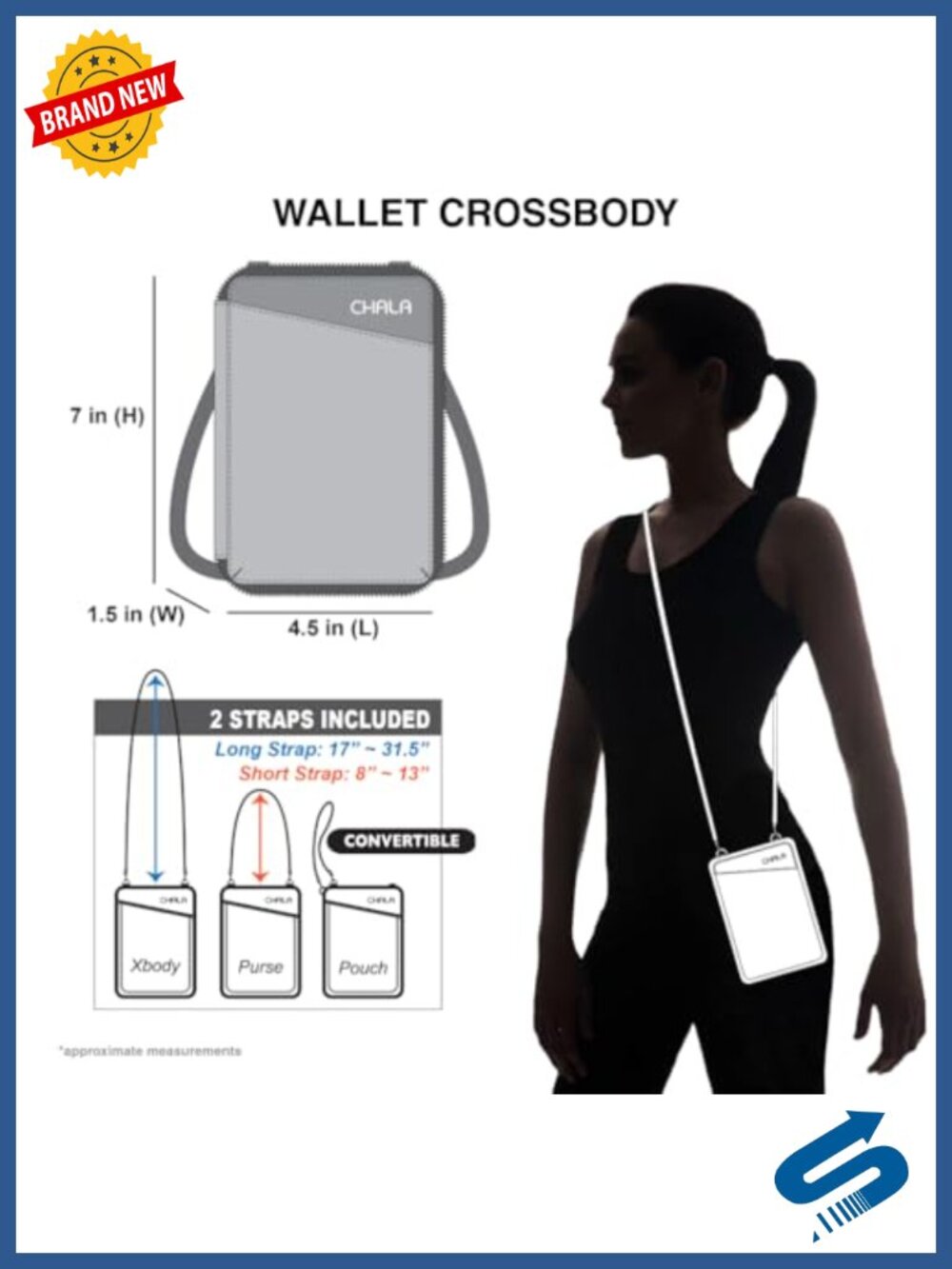 Faux Leather Wallet Crossbody Cell Phone Purse with Adjustable Strap - Picture 5 of 6